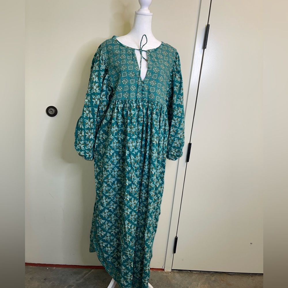 FREE PEOPLE HAZY MAISY FLORAL MAXI DRESS IN FOREST COMBO XS B801 - Picture 3 of 11